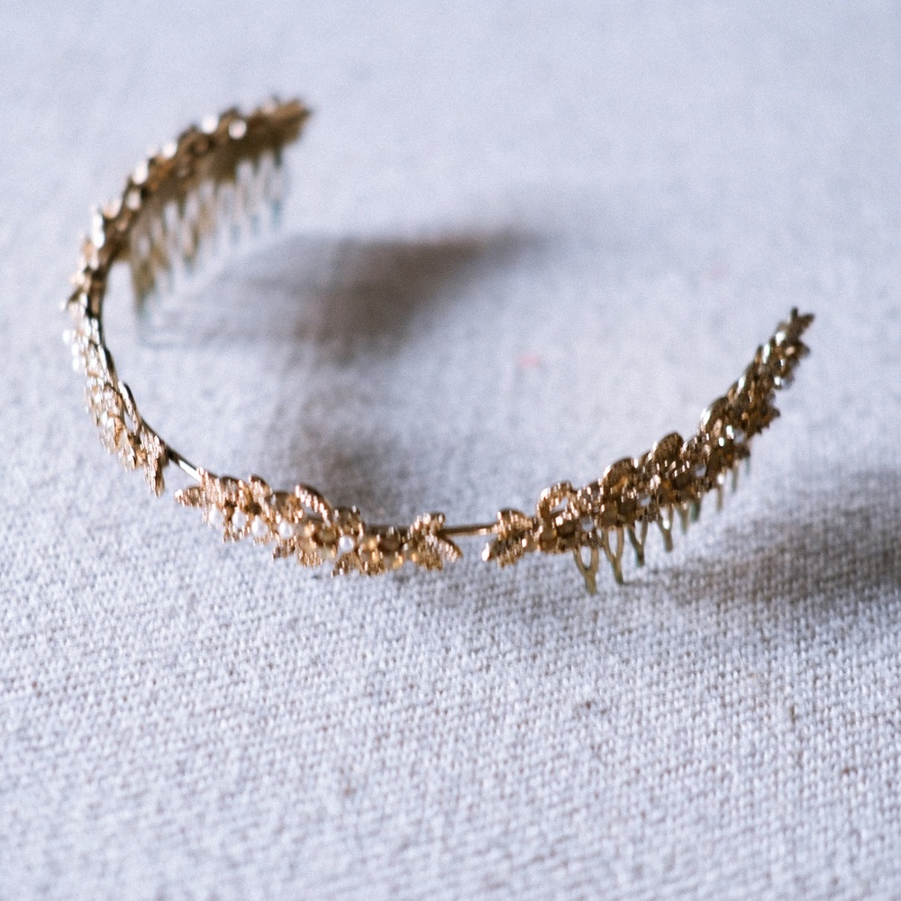 Brass Bejeweled Tiara